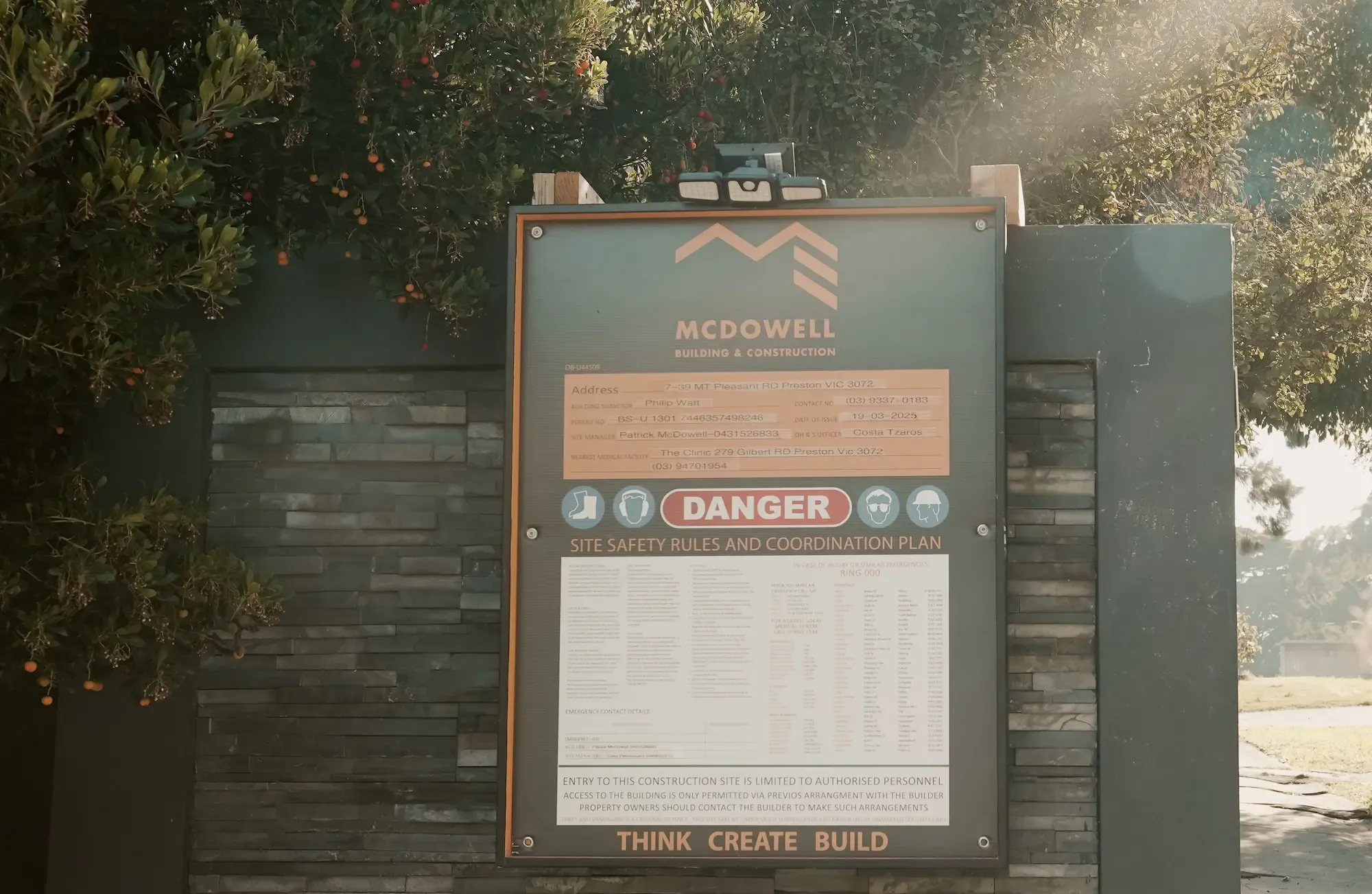 McDowell construction site permit board