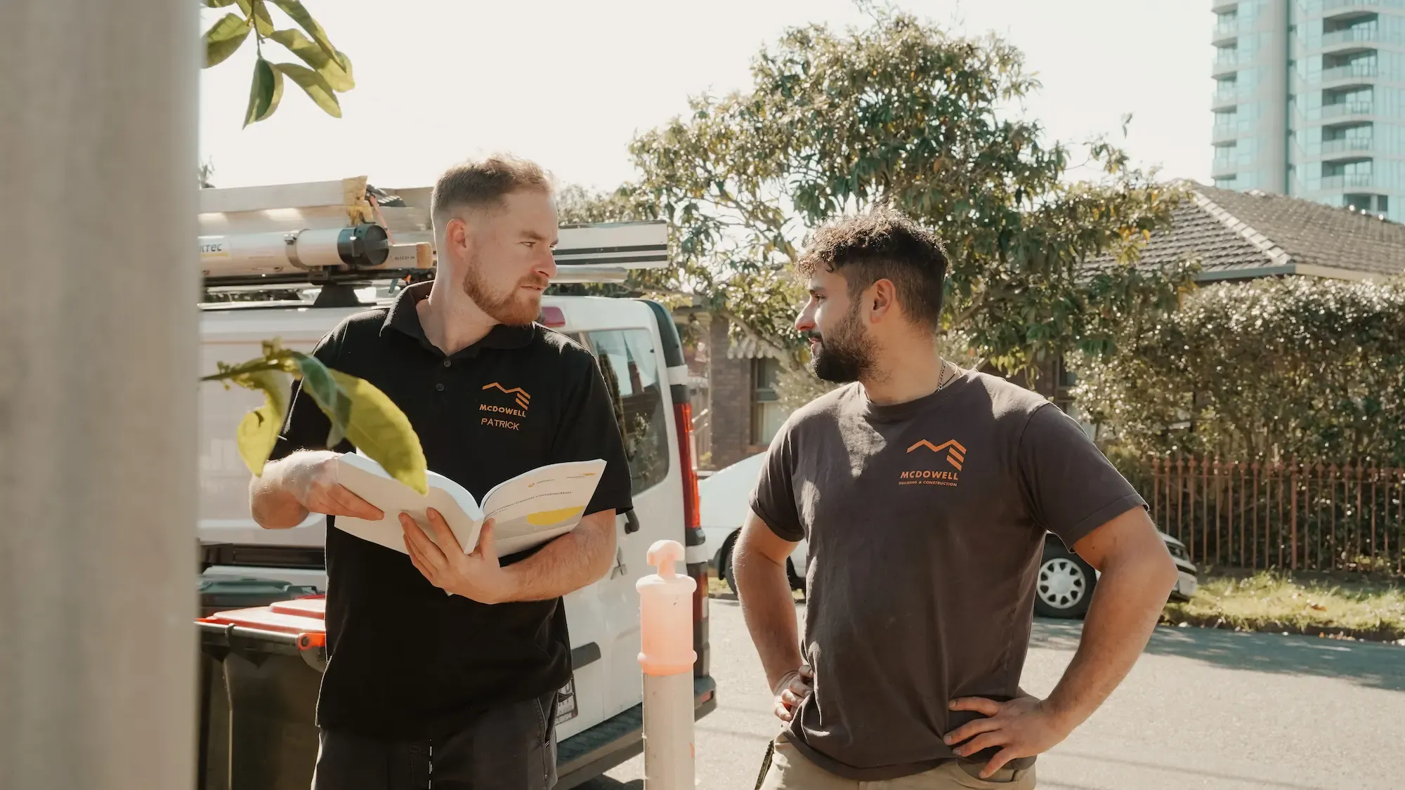 McDowell builders discussing a project