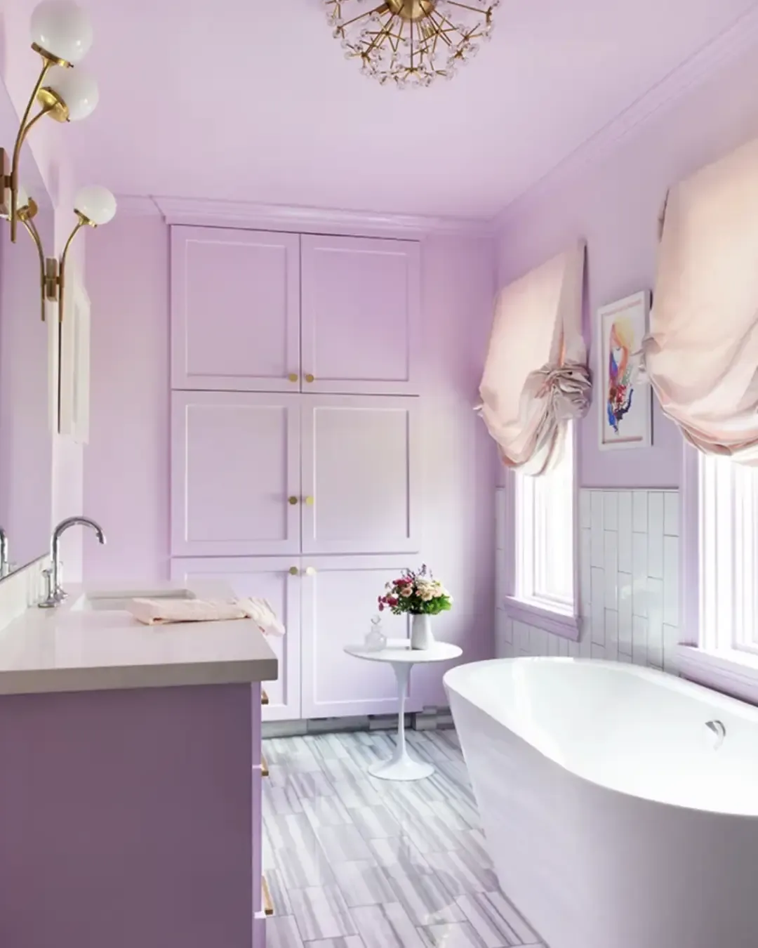 monochromatic themed bathroom