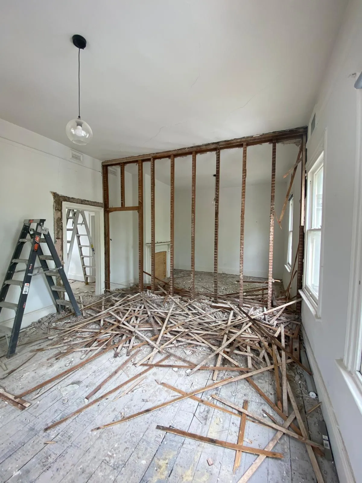 Internal solid brick wall removal in progress, Carlton