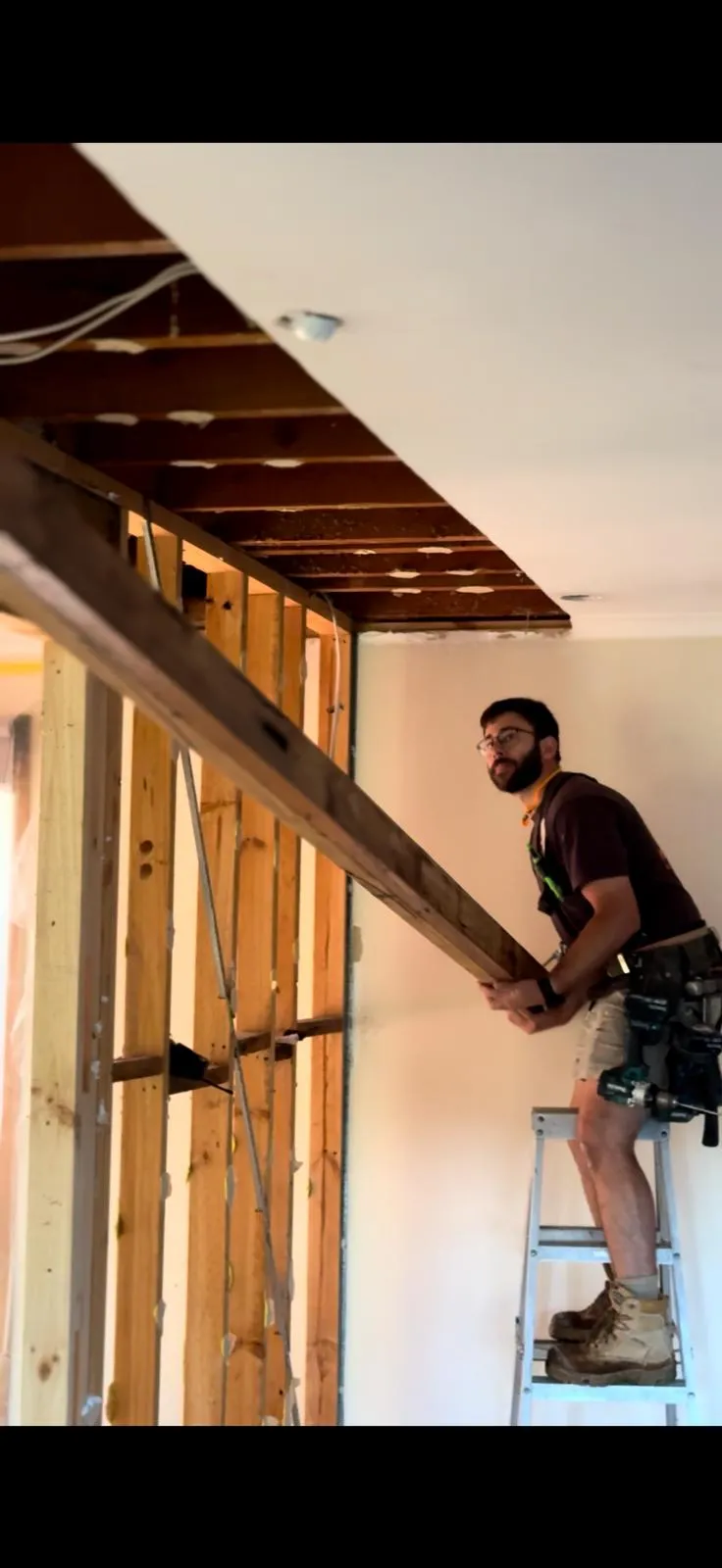 Structural wall removal in progress, Eltham
