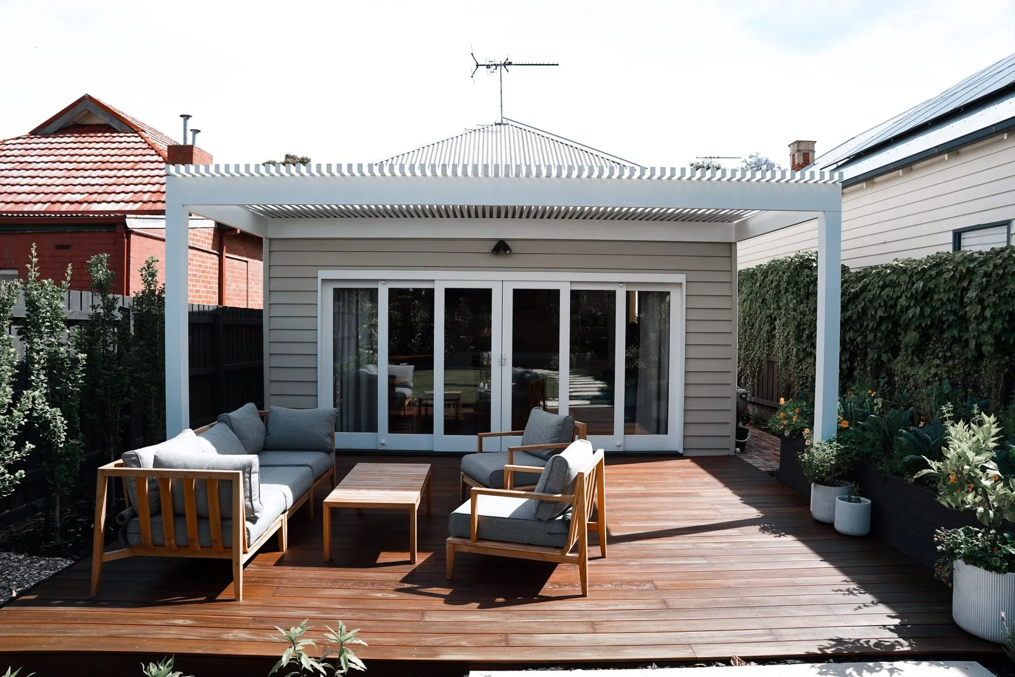 Completed rear deck and extension on a Melbourne home