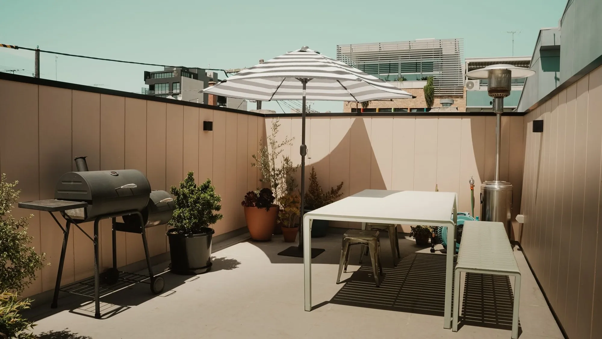 Roof terrace above a completed extension
