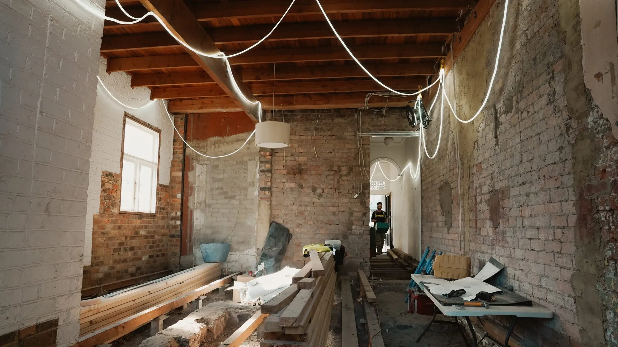 Heritage brickwork exposed during a structural strip-out